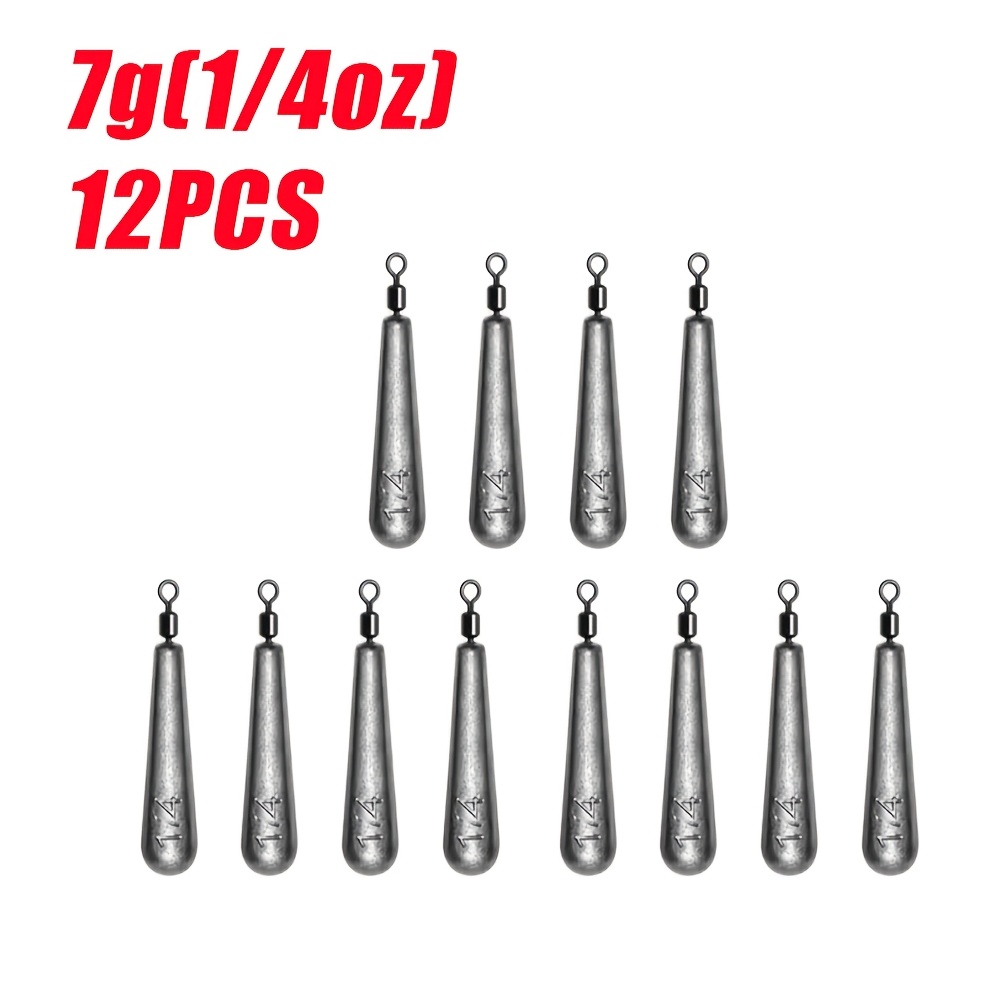 TEMU Vipfish 12pcs Fishing Weights Sinkers With Swivel, Assorted 3.5g-14g Drop Shot Sinker Weights For Free Rig, Worm Rig, , Freshwater & Saltwater