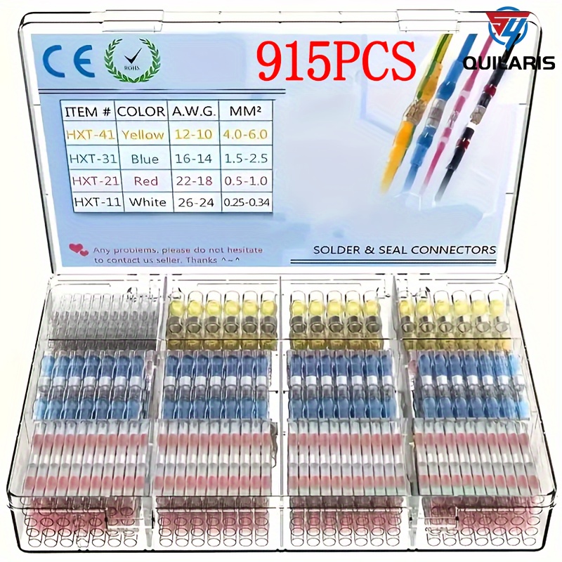 

915pcs Insulated Wire Connectors, Butt Terminals For Marine, Automotive, Boat, And Truck Electrical , Sealing, Wire Connectors