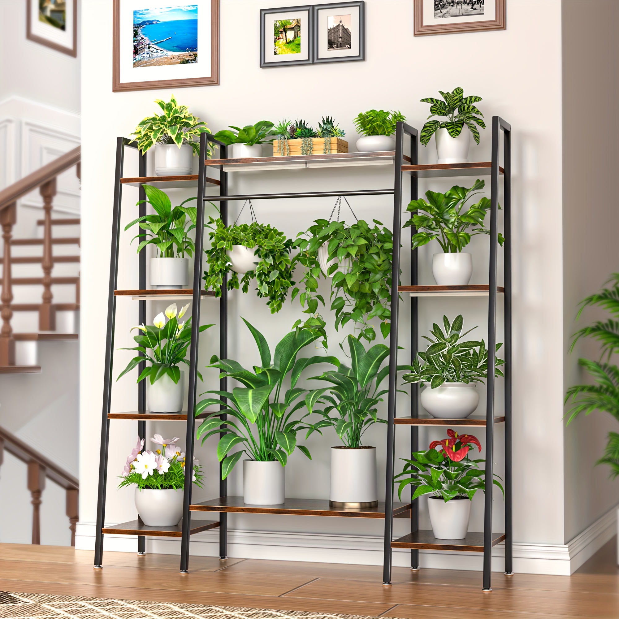 

Plant Stand Indoor With Grow Lights, 6 Tiered Metal Plant Shelf, 55" Large Plant Stand For Indoor Plants Multiple, Corner Plant Holder Display Shelves, Tall Plant Rack For Living Room, Patio