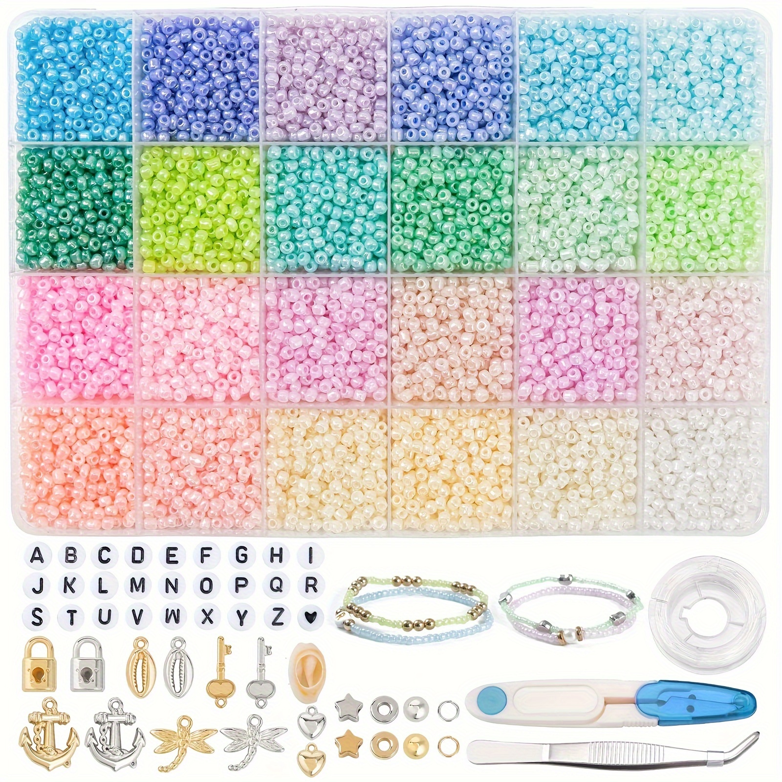 

Boho Glass Bead Kit With Acrylic Letter Beads - 12000pcs 3mm Round Macaron Matte Beads For Jewelry Making, Bracelet Diy Craft, Includes 300 Alphabet Beads & Accessories With Scissors & Tweezers
