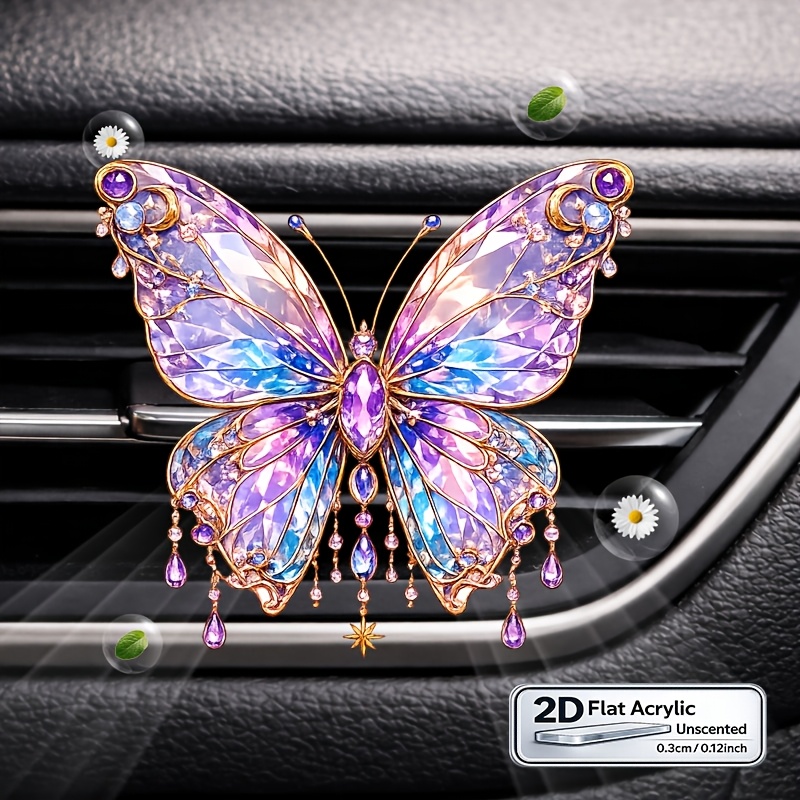 TEMU 2d Flat, 2d Flat Acrylic Car Vent Clip, Quadrilateral Car Fragrance Diffuser, "unscented," Can Add Your Scent, Gift For Lovers, Women' Decor