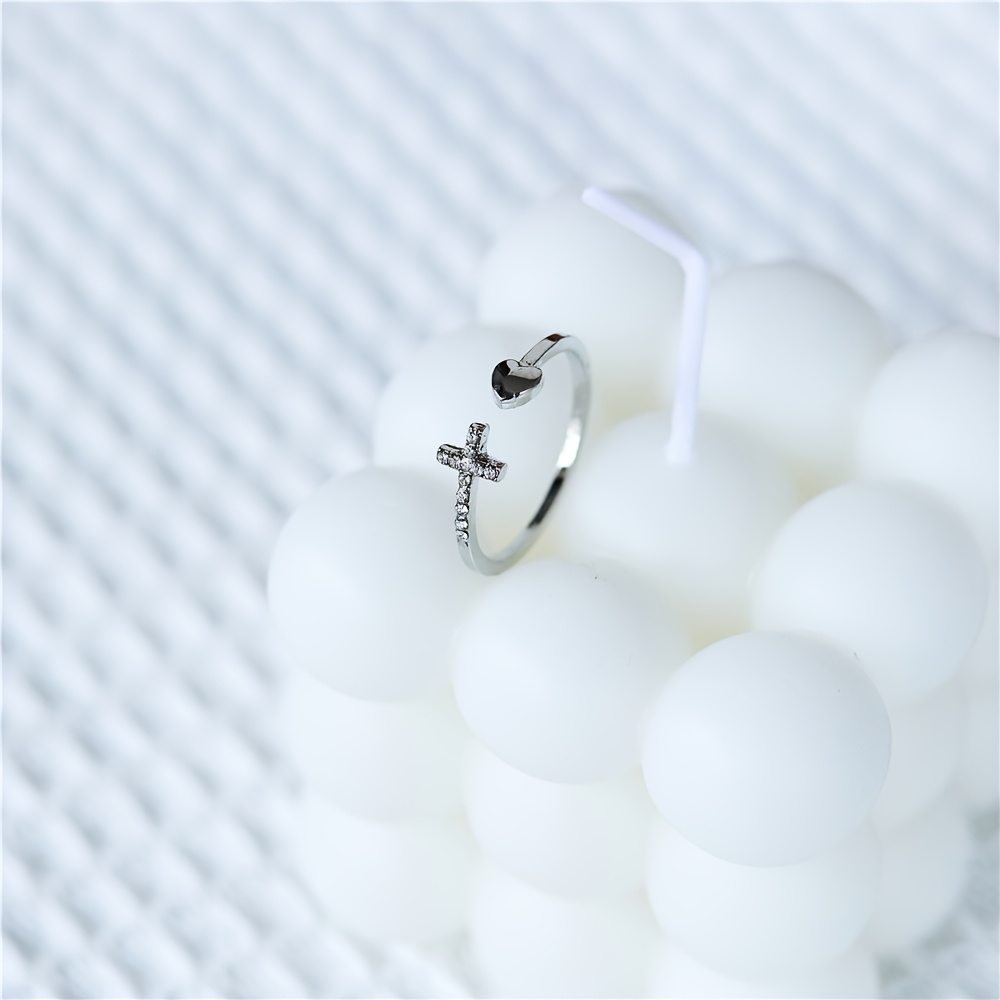 Easy Heart Exquisite Women'S Ring Open Adjustable Design Sparkling Synthetic Zirconia Inlaid Wedding Party Wear Fashion Women'S Jewelry Jewelry Holiday Commemorative Gift