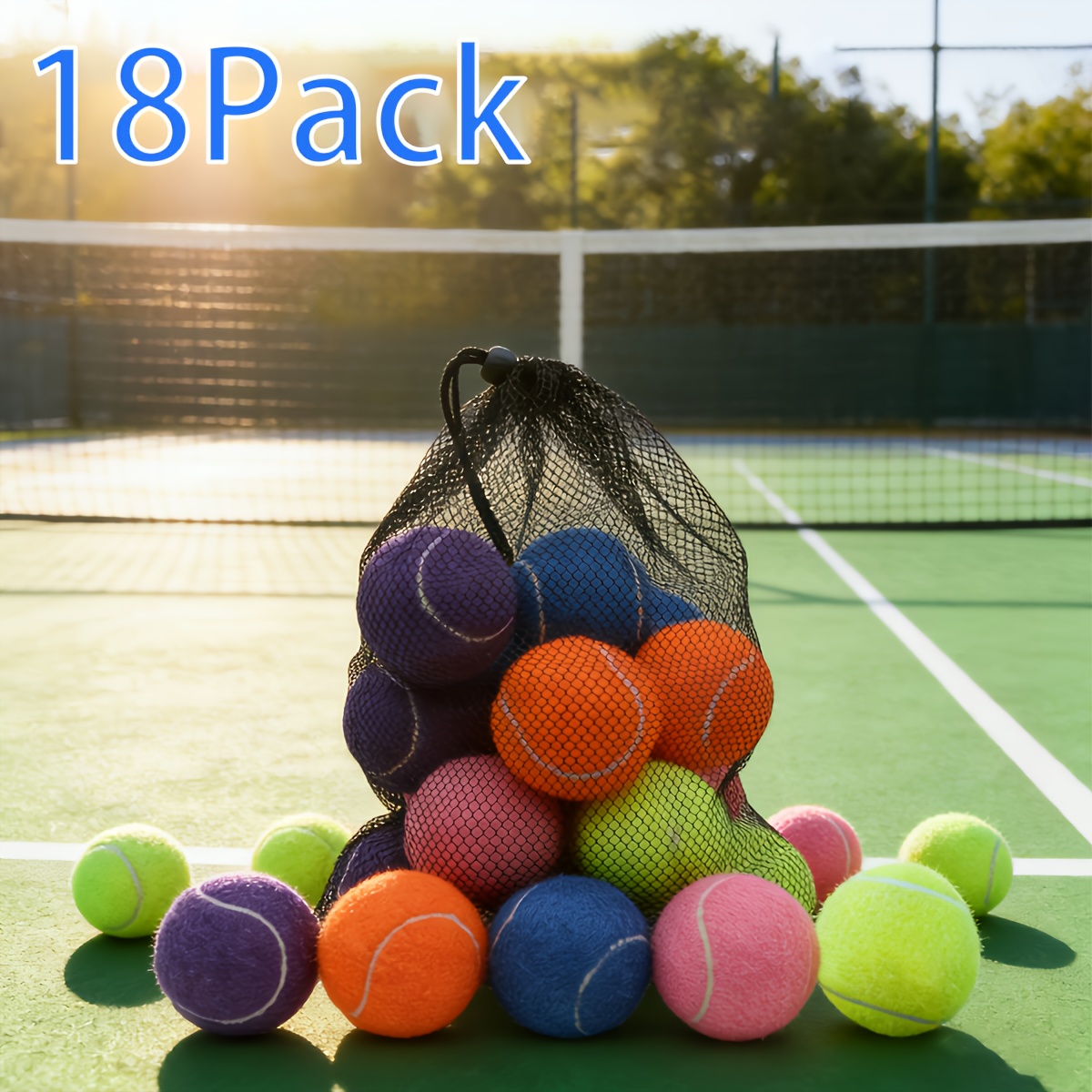 18pcs   kit vibrant macaron tennis balls training balls for beginners made of rubber high quality and long lasting tennis balls for pets   with a storage bag