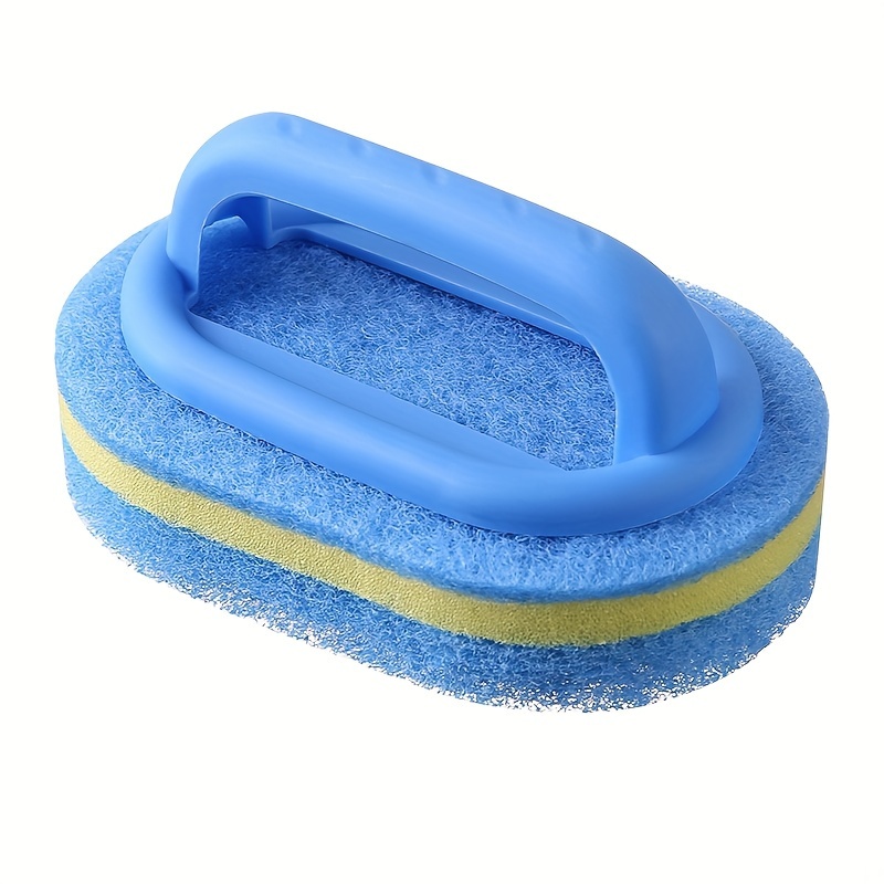 TEMU 1pc, Sponge Cleaning Brush With Handle, Bathroom Bath And Tile Scrub Brush, Kitchen Cleaning Sponge Wipe, Dishwashing Sponge Brush, Pot Brush,