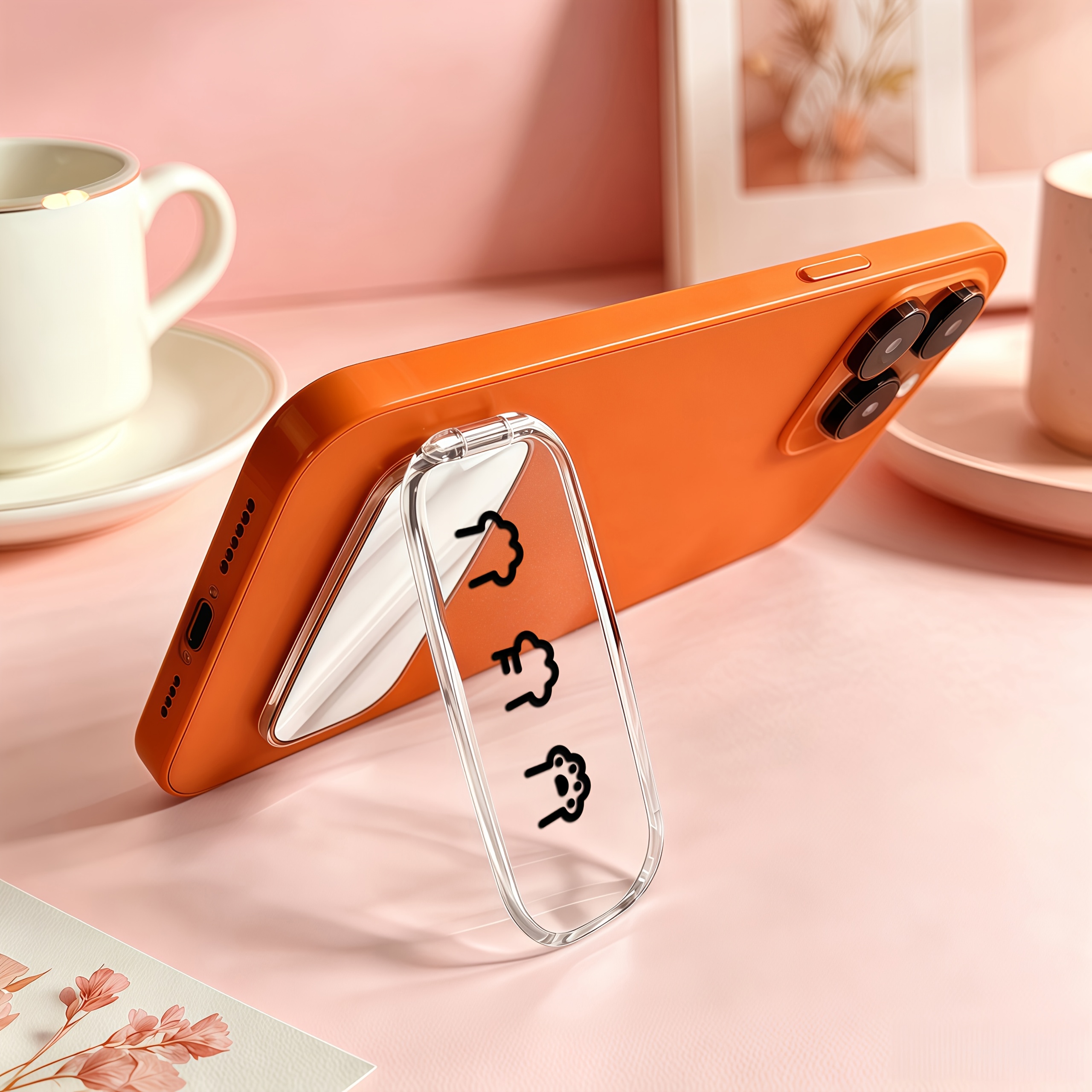 Cat Paw Pattern Transparent Phone Stand, Foldable Design