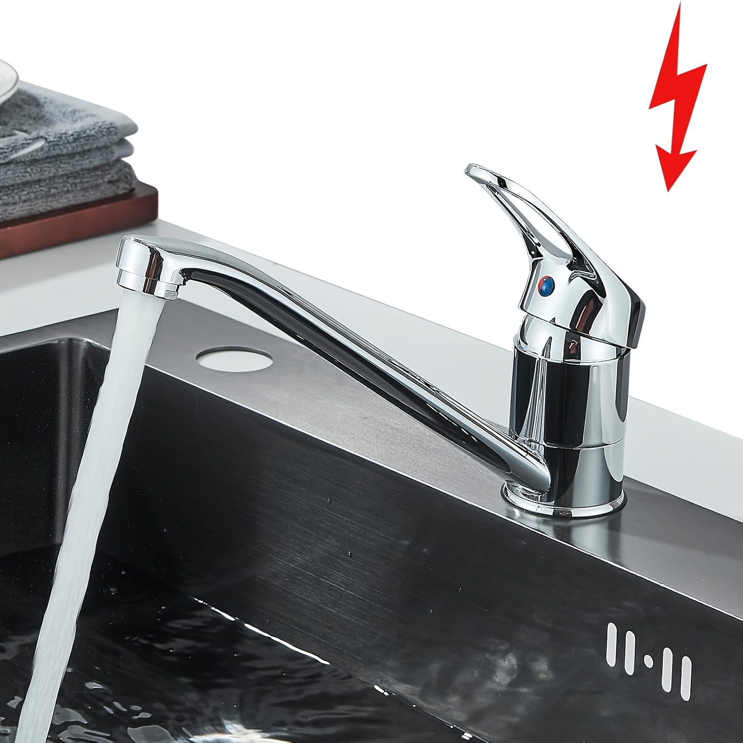 Image of Kitchen Sink Mixer Tap 360 Swivelling Mixer Tap Single Lever Mixer Tap Tap Single Lever Mixer Tap For Under Sink Unit, Chrome