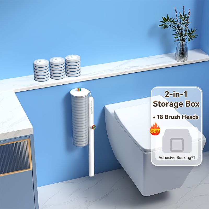 E-shop Toilettenbürste, Badezimmer-Bürstenset, Toilettenbürste mit langem Stiel, wandmontiert/freistehend, leicht zu verstauen, Tiefenreinigung,