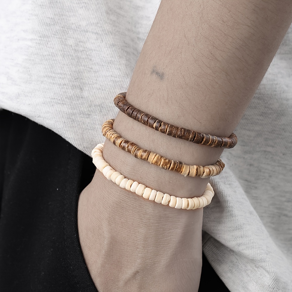 

3pcs & Wood Bracelets - , Stretchy,