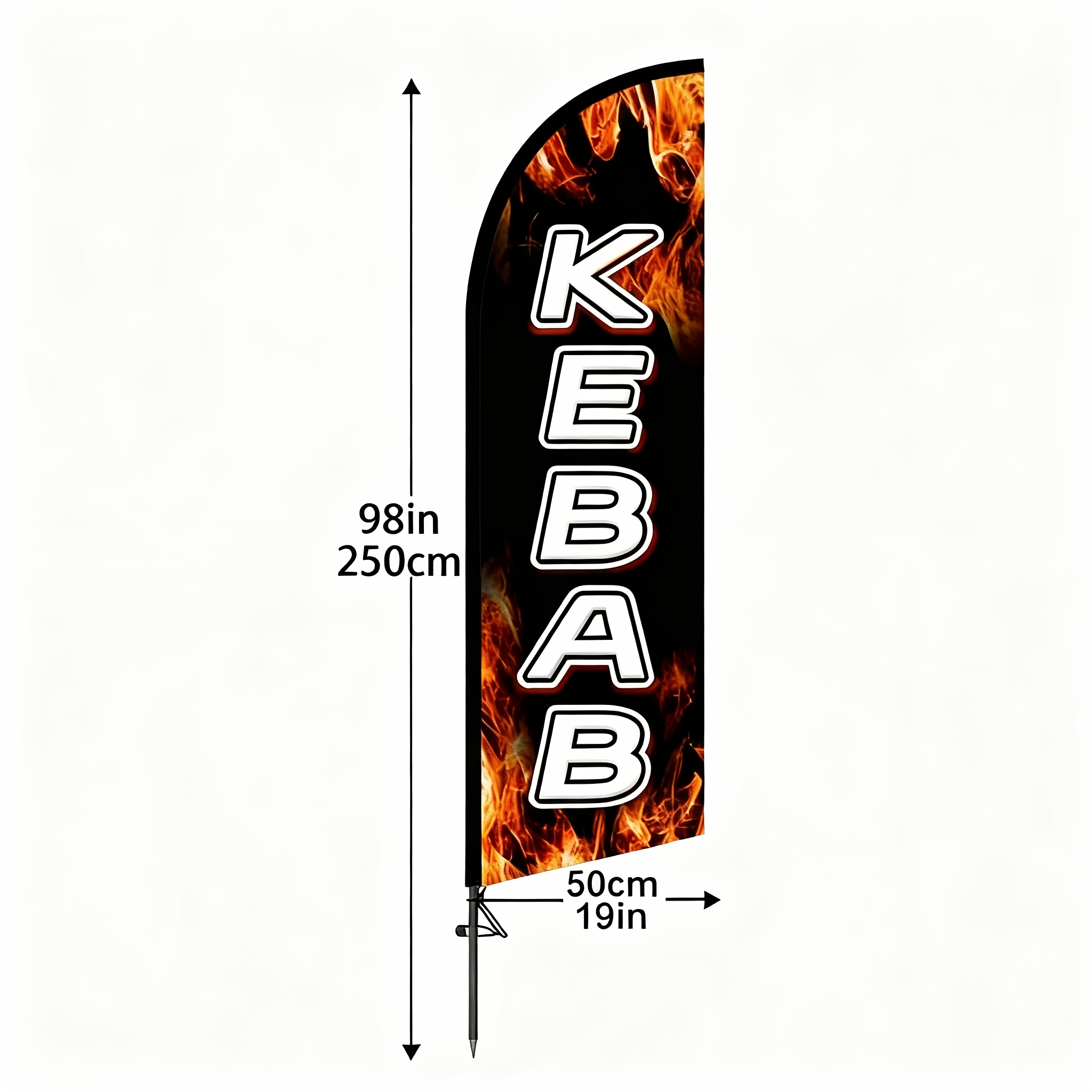 TEMU ["Drapeau KEBAB BBQ] Bannière à plumes sur le thème de spécialisée, 6,5 pieds de hauteur (mât non ), tissu 100 % polyester, affichage , convient