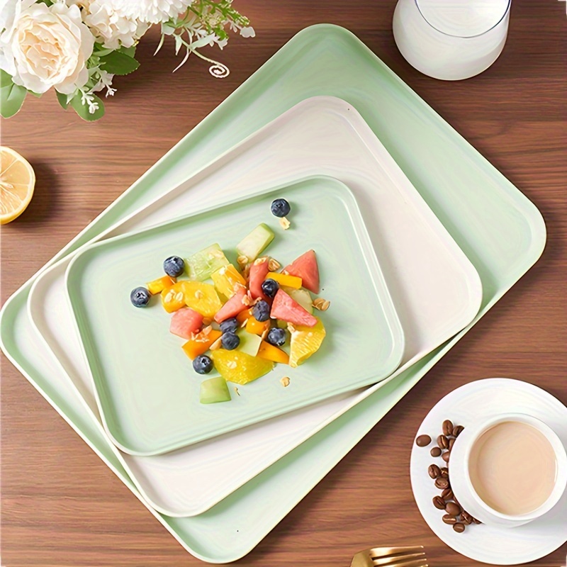 

1pc Elegant -inspired Decorative Rectangular Plastic Tray In Light Green - , Multifunctional For Serving Food, , Tea - Ideal For Home With Fruit Display Setup, Trays For Home Decor