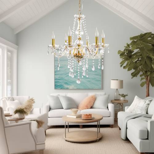 modern chandelier 6 light branch ceiling light fixture with chain elegant pendant lighting for dining room bedroom living room hotel home decor lamp e12 base bulbs not included