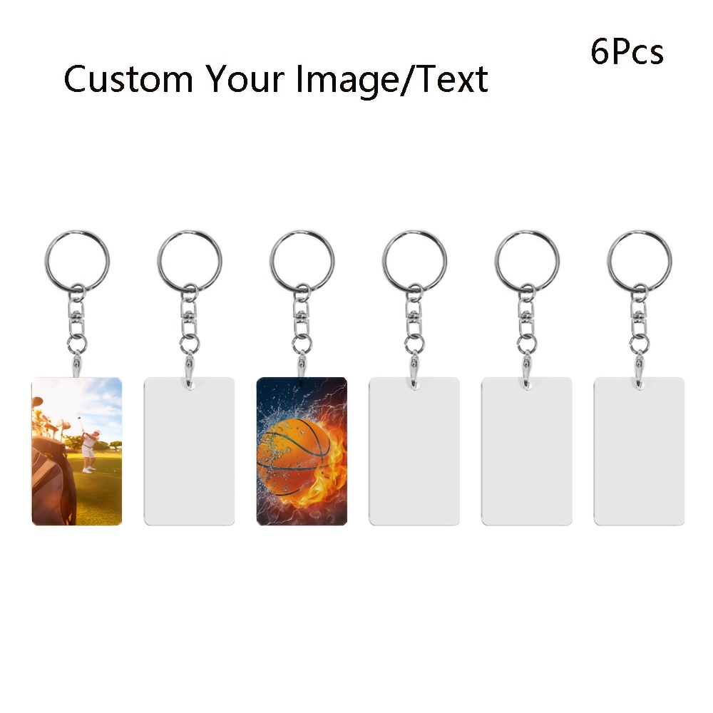 TEMU 6-pack Personalized Custom Aluminum Keychains For Women, Metal Key Rings With Diy Photo, Text, And Logo, Double-sided Printing, Holiday Gift