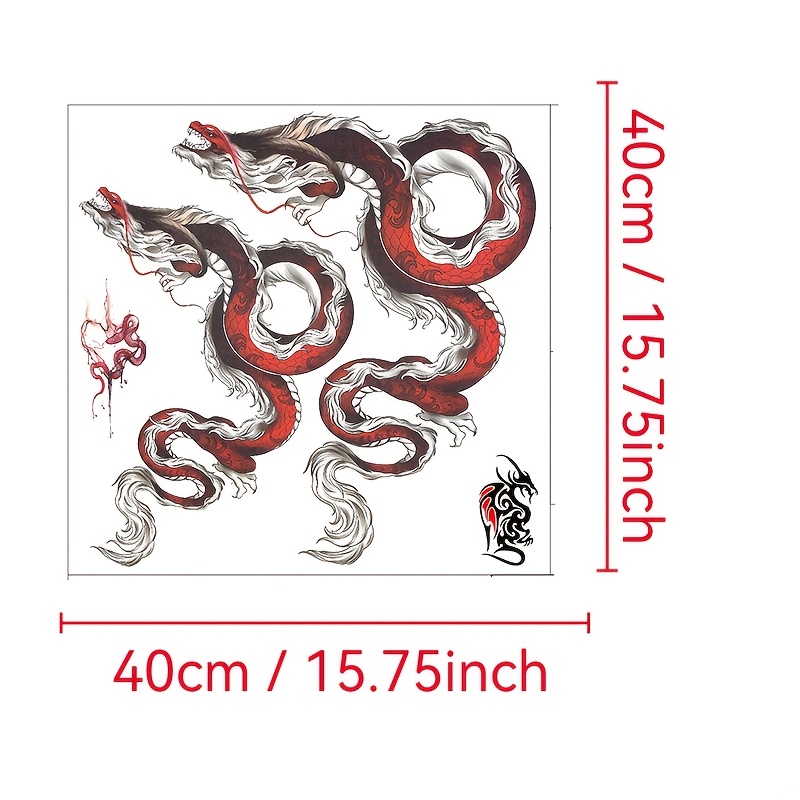 Image of 1pc Dragon Temporary Tattoo Waterproof Funny Body Decoration Halloween For Women And Men Body Art Fake Tattoos Makeup Y2k New Year Gift