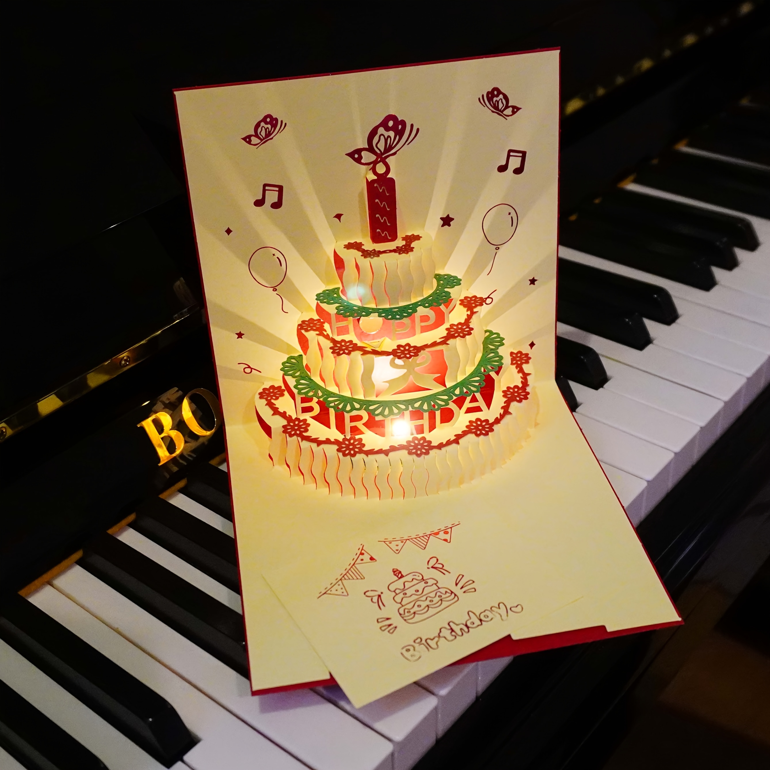3d     birthday card with 6 styles folding cake smart singing   gift creative   greeting card