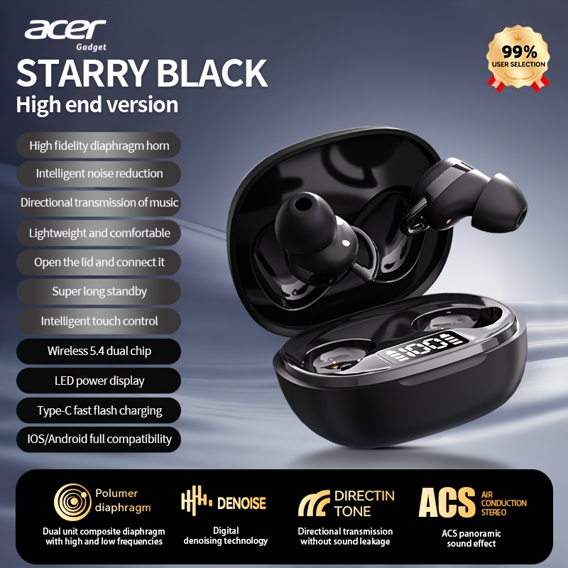 Image of Acer Ohr557 Wireless Audio Earphones, Invisible Earbuds, Noise Cancelling Headphones For Running, Exercising, Gaming Sports, Travel Essentials, Touch Control, Hifi Music Headset For & Fitness Sport