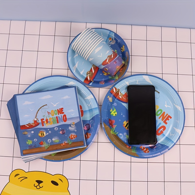 Fishing Theme Party Tableware Set Disposable Paper Plates - Temu