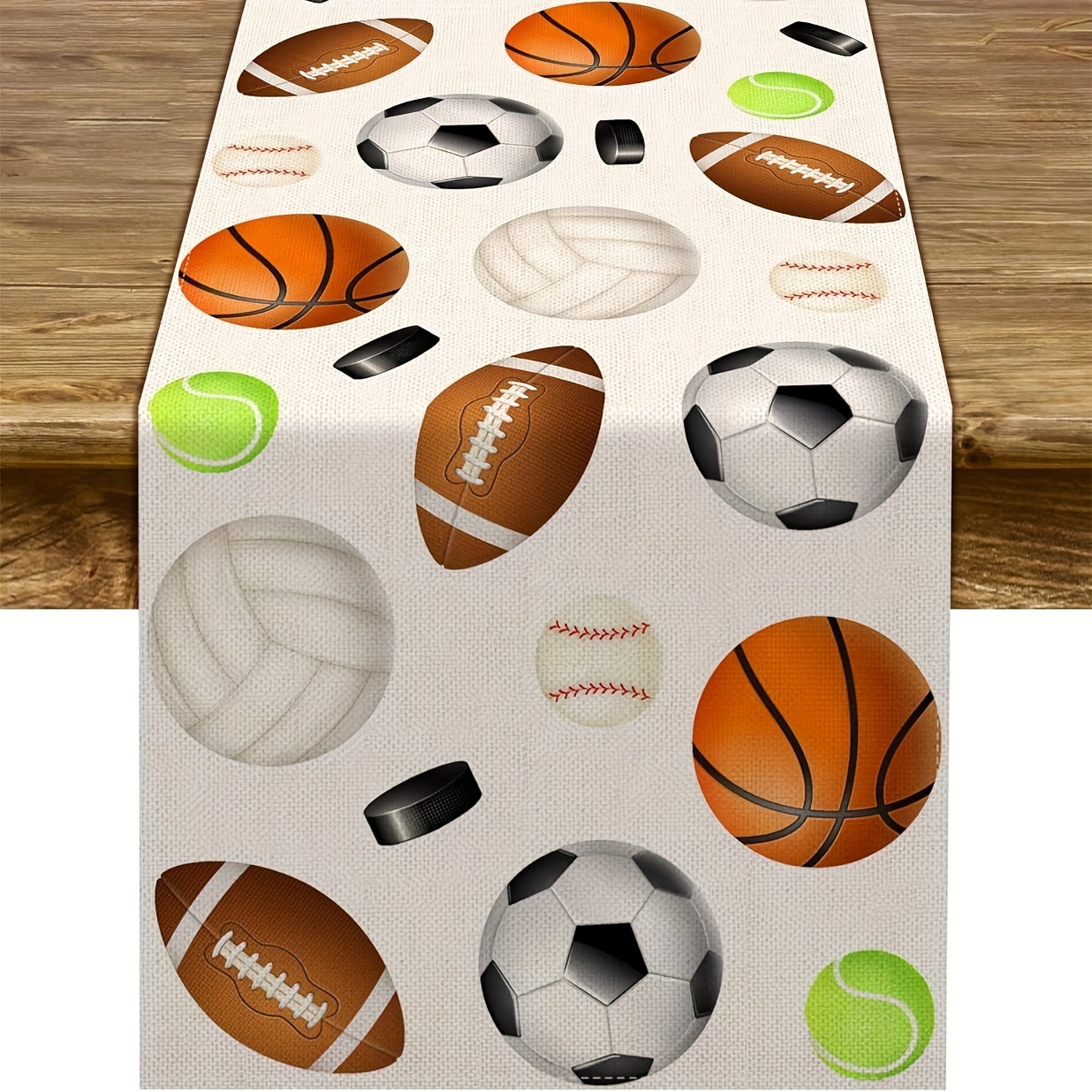 

1pc, Sports Ball Table Runner, Happy Birthday Indoor Outdoor Party Table Cover Decoration Home Kitchen Dining Room, Room Decoration, Aesthetic Room Decor, Bedroom Decor, Home Decoration, House Decor