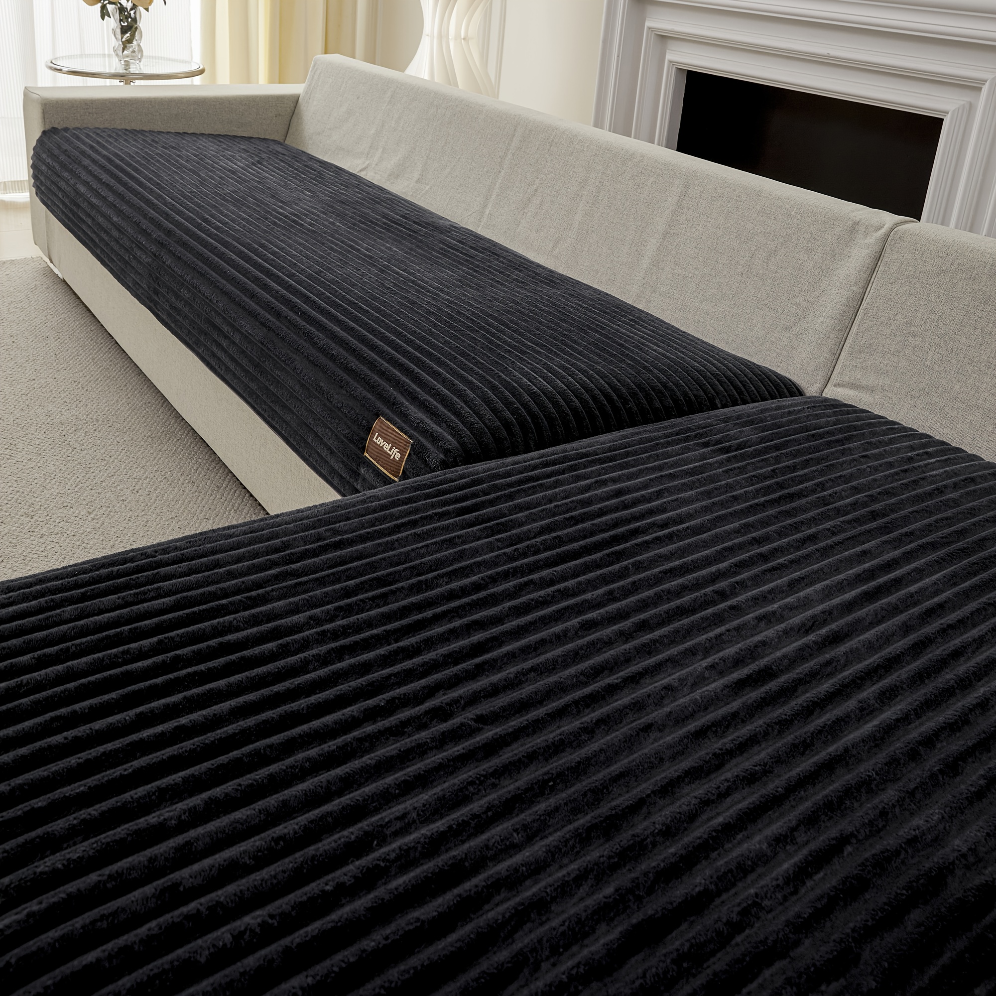 2pcs Modern Plush Sofa Cushion Set Compatible For -shaped/sectional Sofas - Flannel-padded Pet-friendly Sofa Cushions, Soft Drawstring Fill, Compatible With Single/double/3/4-seater Couches ( Bedroom)