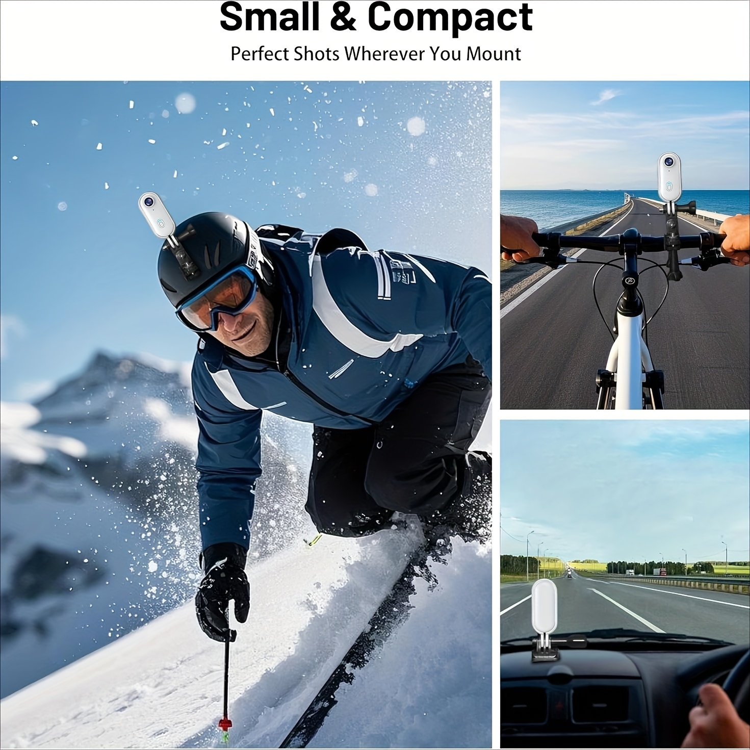 1080P UHD Mini WIFI Action Camera 32&128GB Thumb POV Portable Body Cam Wearable Video Recorder with Magnetic Lanyard, Helmet Mount, Pocket Sport DV for Bike Cycling, Motorcycle, Pet, Vlogging(White, Black)