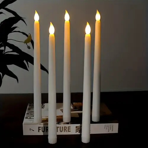 Flammenlose LED-Kerze Mit Timer – Kunststoff, Warmes Flackerlicht, Batteriebetrieb (3x AAA, Nicht Inkl.), Realistisches Tropfwachs-Design, Große Größe, Für Party, Hochzeit & Heimdekoration