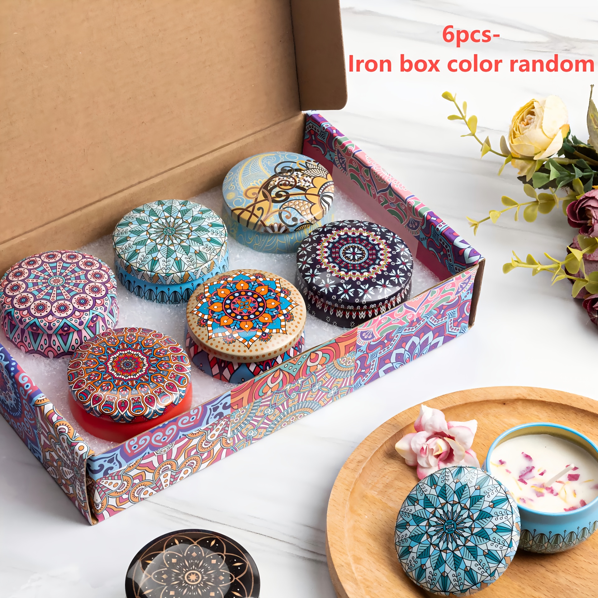 Image of 80g 6-can Gift Box, Total 18oz Candles, Handmade Petal Soy Wax, Oil Fragrance Candle, Long- Air, Home Decoration Ornaments, Birthday Gift, Universal Holiday Gift