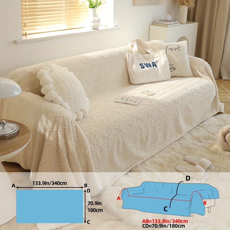 TEMU 1pc Plush Sofa Throw Blanket Multi-functional Cover, Machine Washable, Warm Comfortable Soft Non-shedding, Dust And