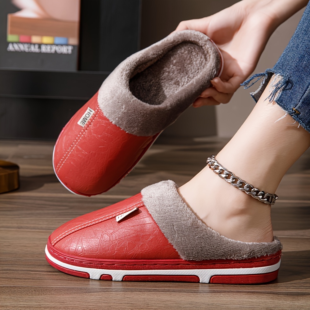 

Winter Women's Slippers, Solid Warm Slippers, Soft Sole Enclosed Toe Plush Slippers