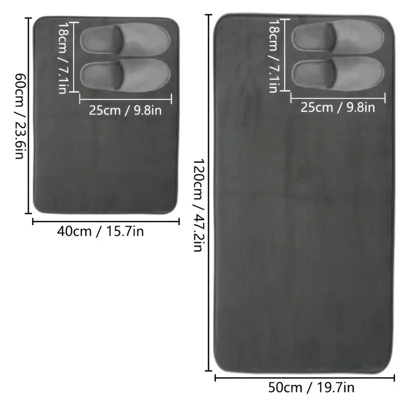 2pcs thickened flannel bathroom absorbent floor mat set furry bathtub non slip mat entrance mat Product details 2