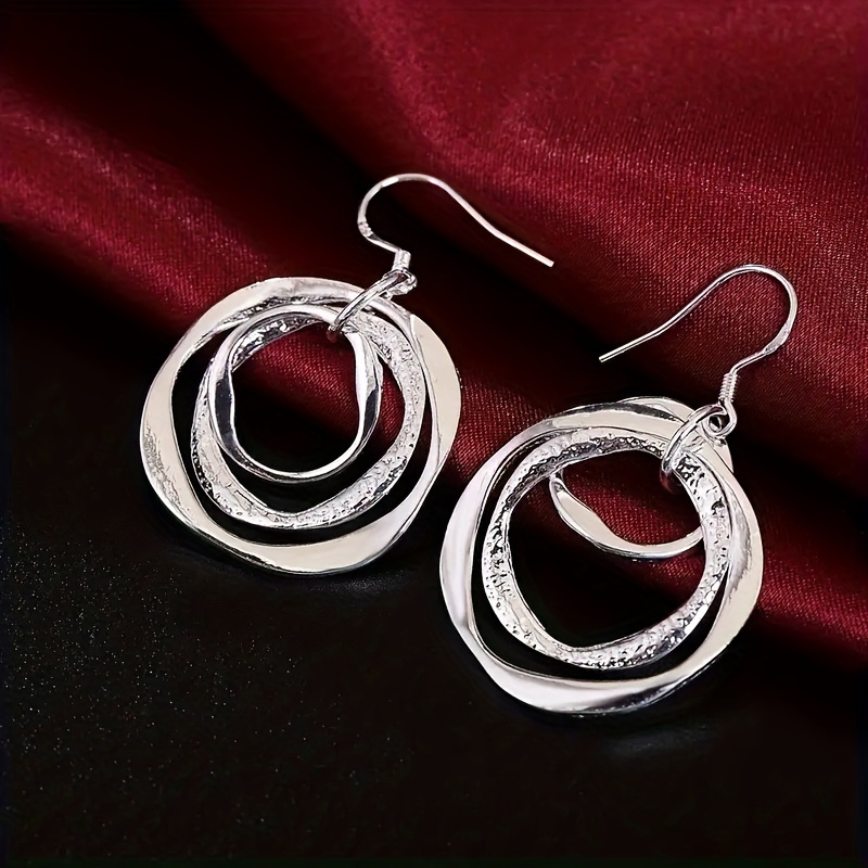 

Elegant & Simply Style, Silvery Irregular Hollow Circle Design Dangle Earring, Multiple Circles Studs, Fashion Accessory For Daily Wear & Party, Idea Gift For Ladies
