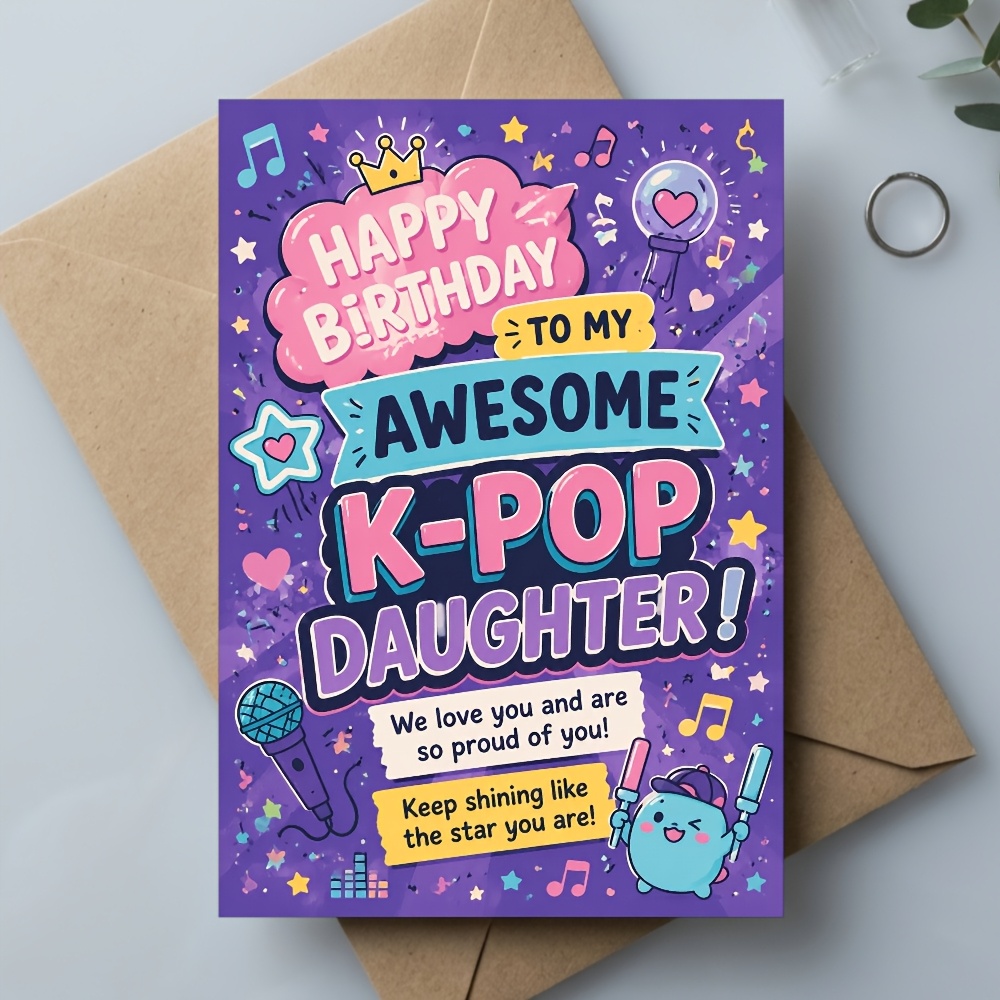 TEMU Carte de vœux d'anniversaire , motif , coloré et ludique, pour fille, fille, fête d'anniversaire, à , cadeau