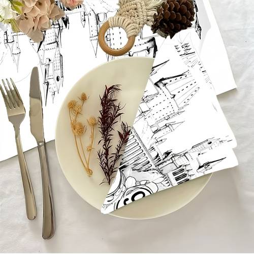 4pcs set themed cloth napkins tea towels used for washing face wiping hands cleaning dishes etc stylish and casual comfortable and suitable for bathrooms restrooms kitchens etc