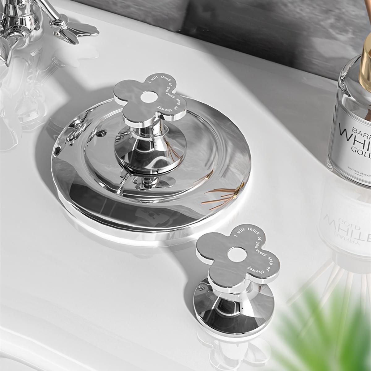 TEMU 1 Botón de presión para inodoro floral plateado electrochapado, para de descarga de de lujo para proteger de uñas, elevador de de inodoro y
