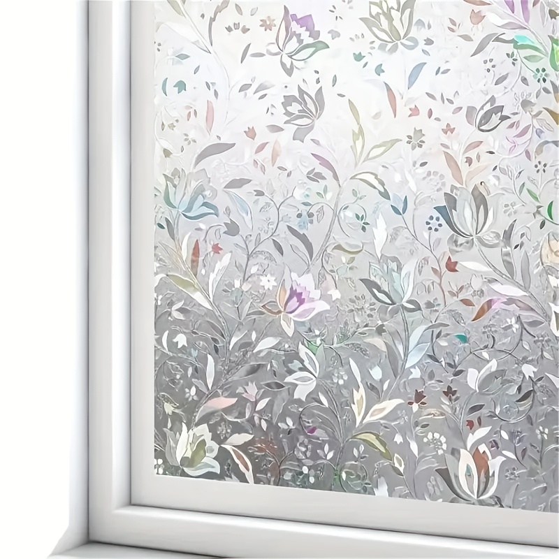 1 roll of window film deco tive privacy film 3d colored glass window sticker removable static vinyl film door and window deco tion with  ow tulip pattern