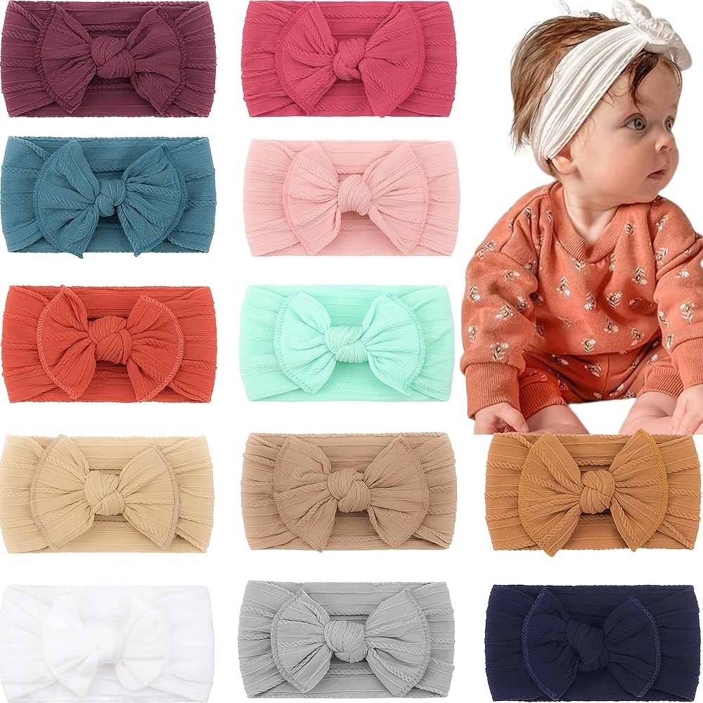 12pcs Solid-color Nylon Handmade Bow Hair Ties Photography Outfit Accessories-adorable Bow Headbands Multi-functional 's Headwear Hair Accessory Gift Set