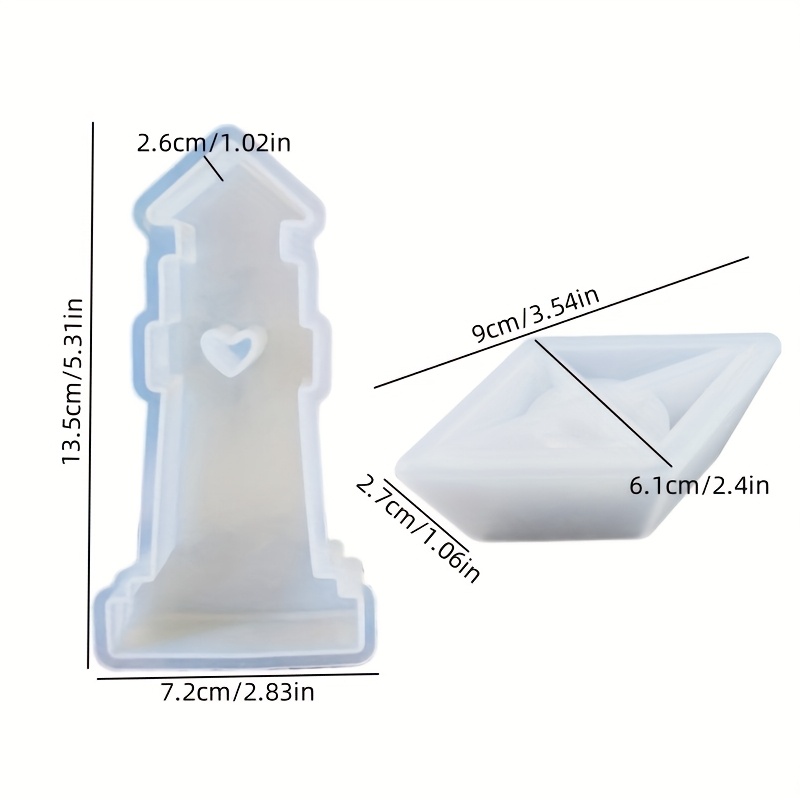 Image of Resin Casting Molds 2pcs/set Love Llighthouse Epoxy Mold Diy Boat Shape Candle Holder Silicone Mould Handmade Gypsum Plaster Mold Candlestick Mould Home Decor Making Supplies
