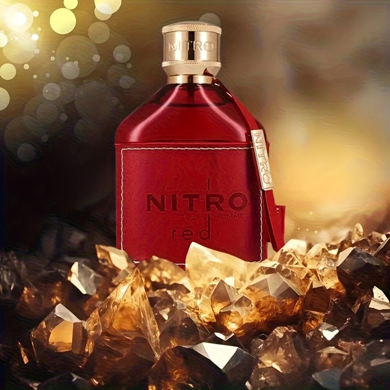 Dumont NITRO Rouge Parfum Homme Arabe - Longue Tenue 3.38oz - Fragrance Gratuite, Parfum de Luxe Moyen-Orient Dubaï pour Usage Quotidien, Travail, Rencontres, Cadeau de Saint-Valentin pour Lui