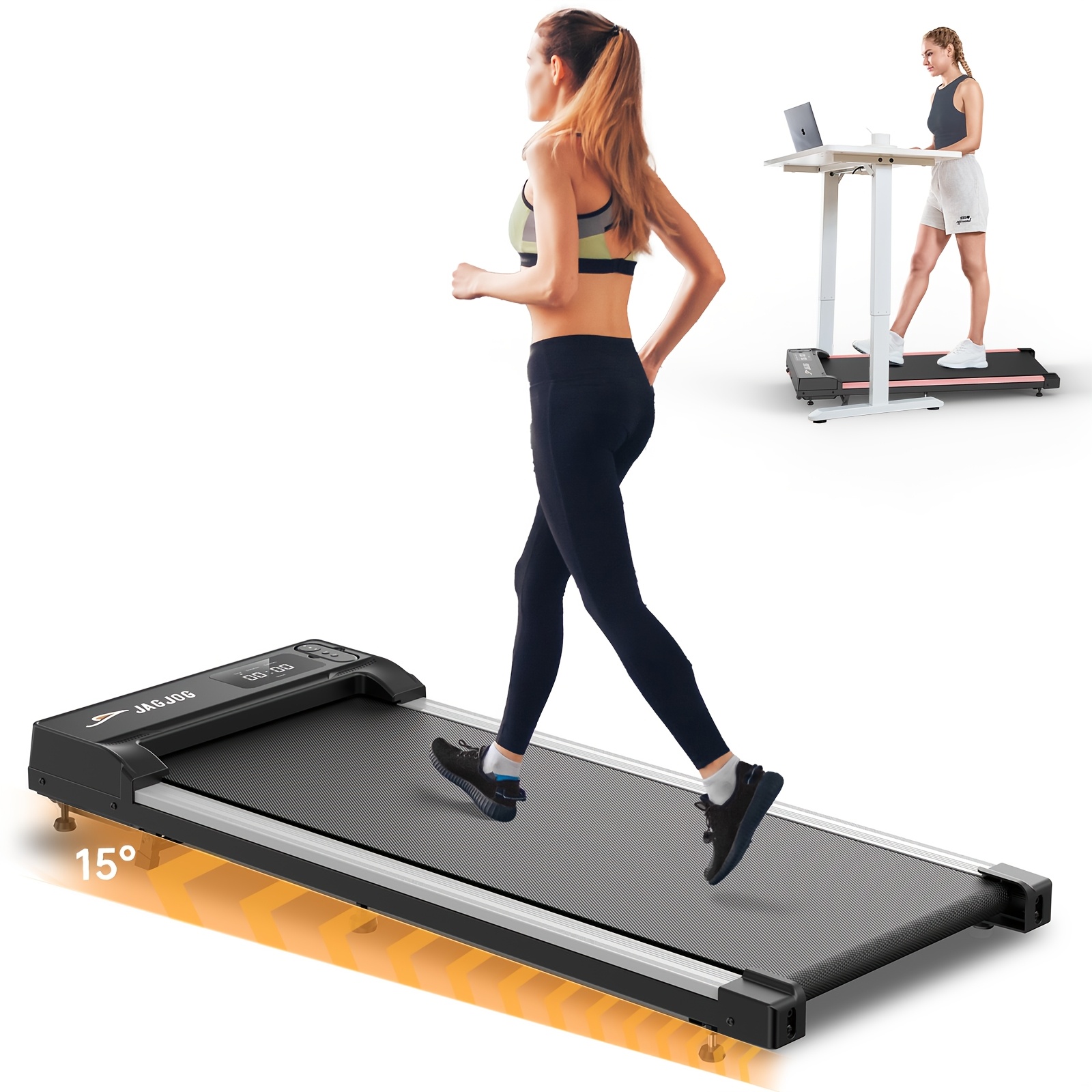 Image of Walking Pad, Under Desk Treadmills For Home Office, 2.5hp Quiet Portable Treadmill, 265lb Capacity Running Pad, Auto-, Anti-slip Surface, Led Display, 4-in-1 Walking Pad.
