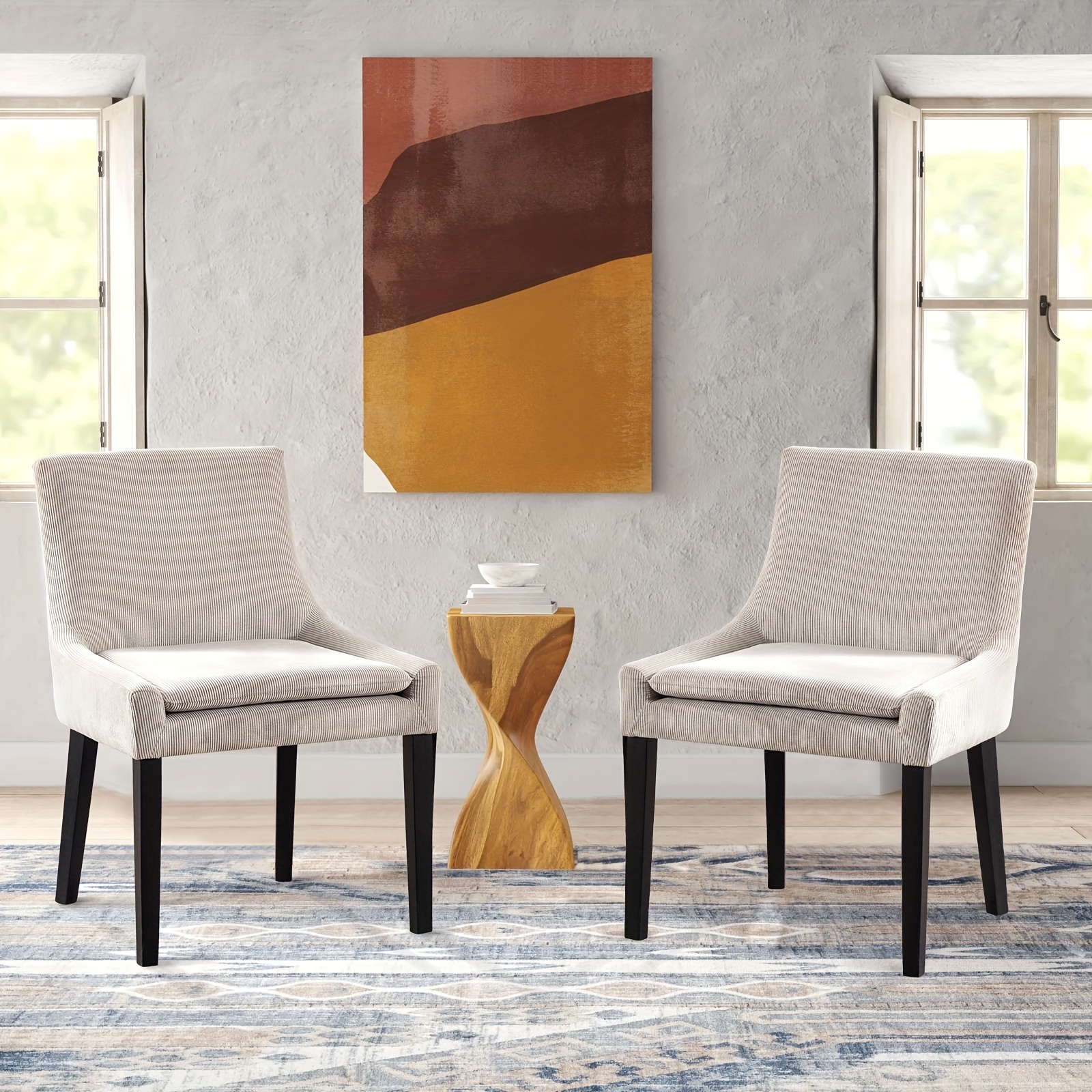 

Set Of 2 Modern Dining Chairs, With Plush Velvet Cushions And Side Armrests, Featuring A Medium Backrest And Wooden Legs, Suitable For Living Rooms, Dining Rooms, Bedrooms, And Guest Rooms.