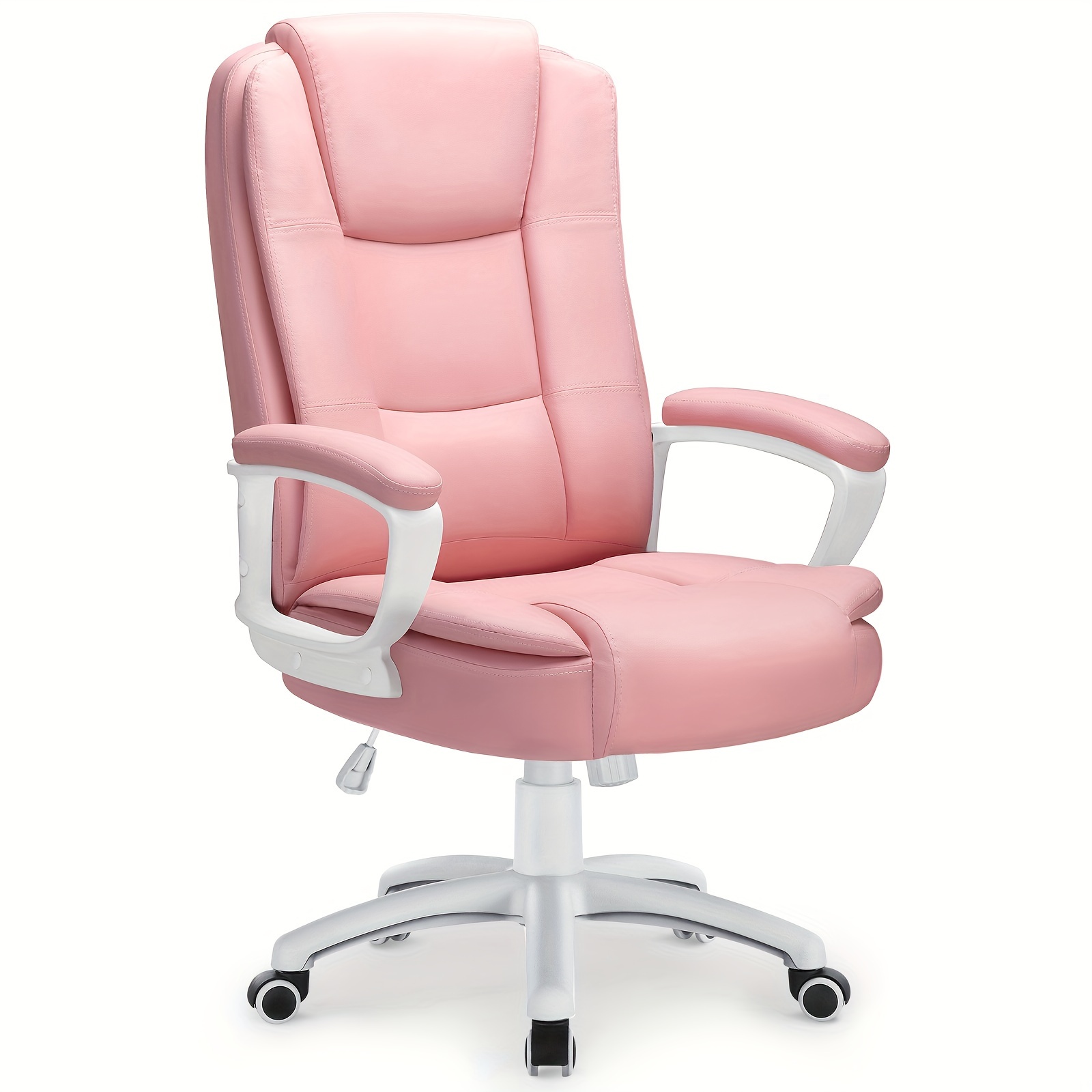 

Lemberi Office Desk Chair, Big And Tall Managerial Executive Chair, High Back Computer Chair, Ergonomic Adjustable Height Pu Leather Chairs With Cushions Armrest For Long Time Sitting (pink)