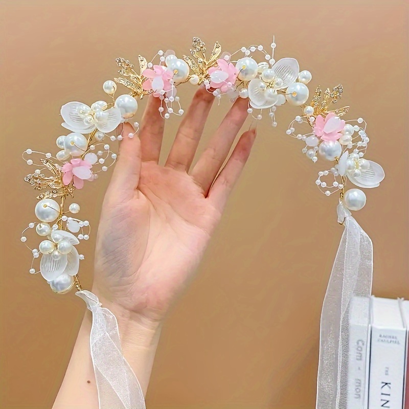 Romantic Alloy Wedding Tiara With Pearls