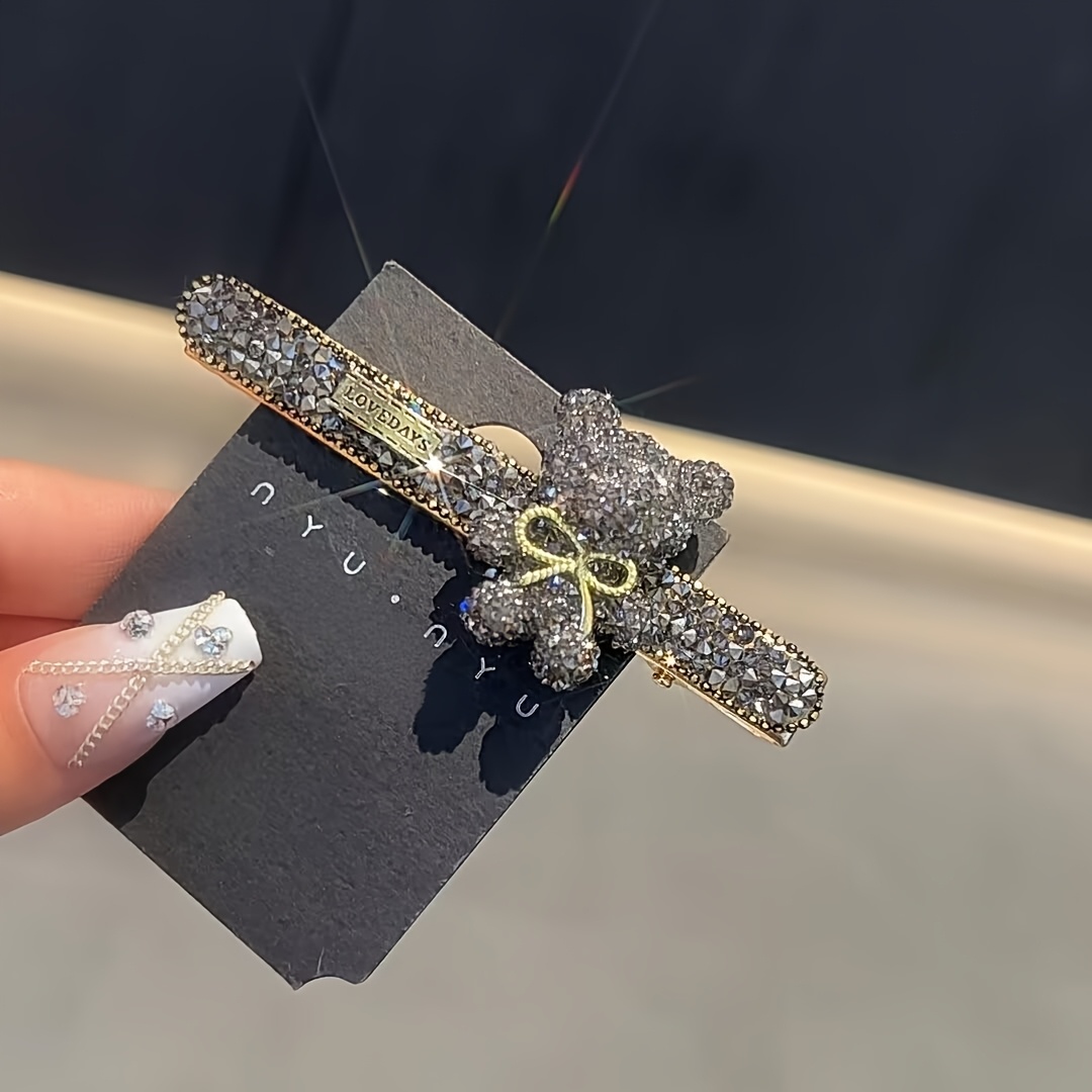 TEMU Cute Cartoon Bear Hair Clip Rhinestone - Sparkling Clip Fashion Accessories, Hair Accessories | Accessories | Durable Hair Clip, Cute Hair