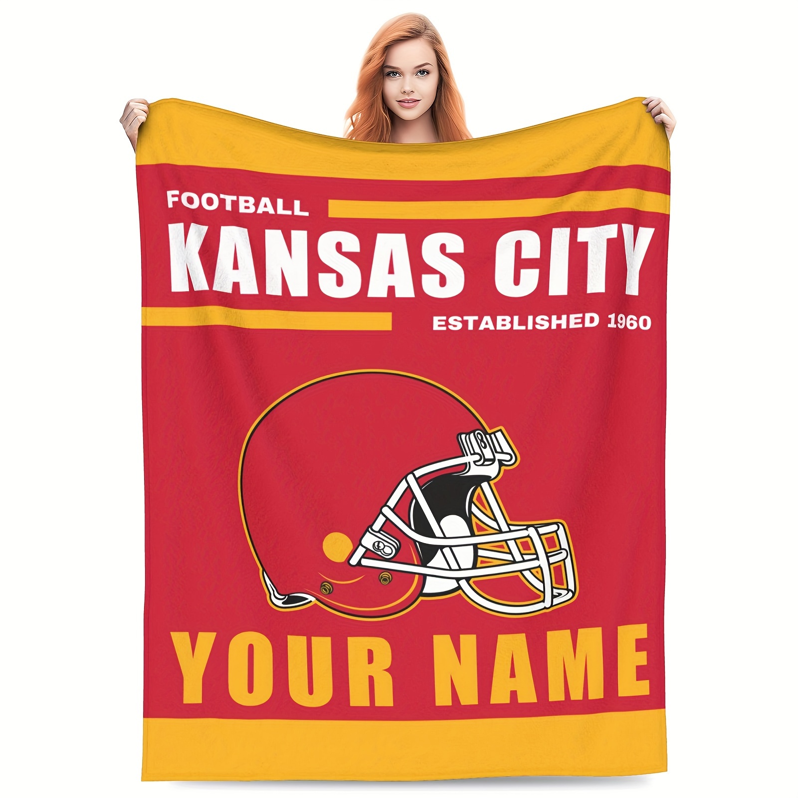 

Custom Kansas Throw Blanket - Personalized Name, Perfect Gift For Fans, Ideal For Bed, Couch, Or Travel, Soft Coral Fleece