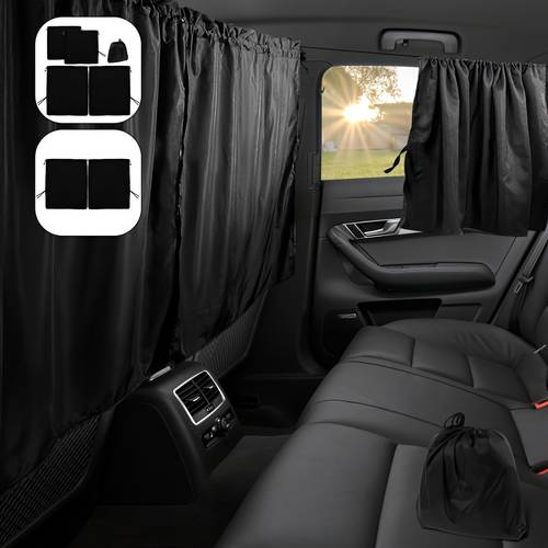 car curtains that block 99 of light including one curtain for the rear seat divider and two for the rear side windows designed for wide sedans and suvs providing sunshade coverage set of three extra large car curtains
