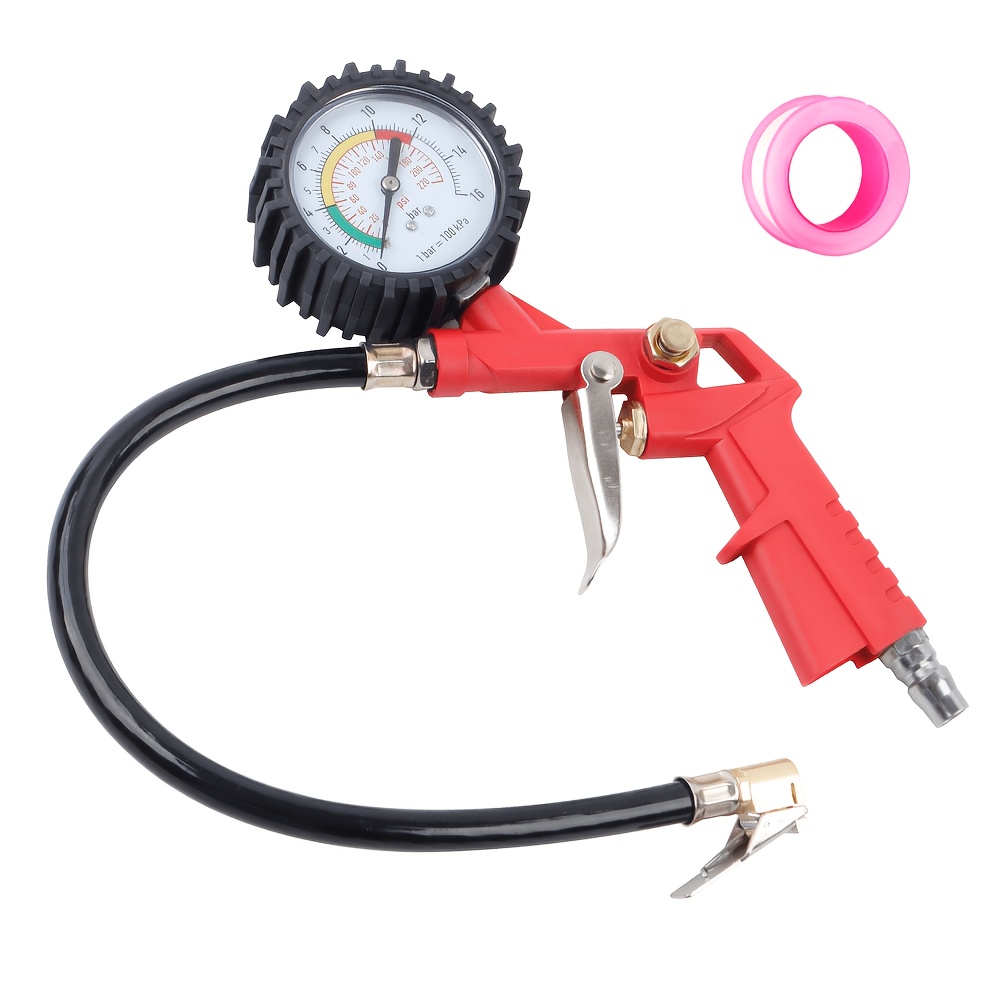 TEMU 2pcs Tire Inflator Kit (includes Tire Inflator + Tape), 220 Psi Air Chuck And Compressor Kit, With Function, Suitable For Japanese Interfaces,