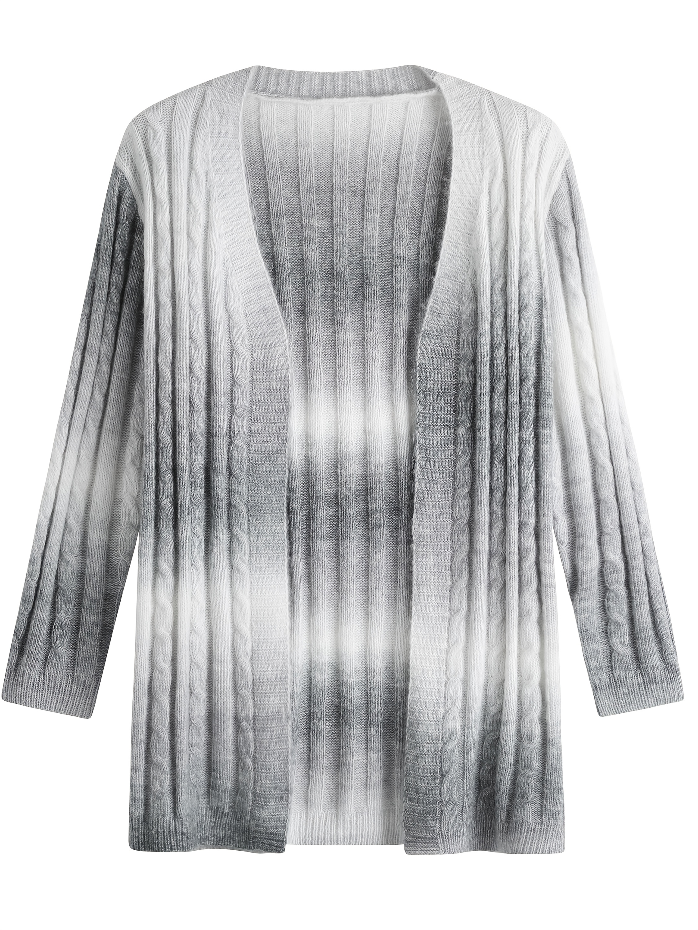 Lange Damen-Strickjacke Mit Farbverlauf - Elegant & Lässig Für Herbst Und Winter