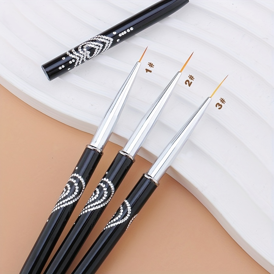 3pcs Nail Art Brush Set For Beginners - Gel & Acrylic Liner Pens For Striping, French Tips, Ombre - Essential Nail Detailing Tools