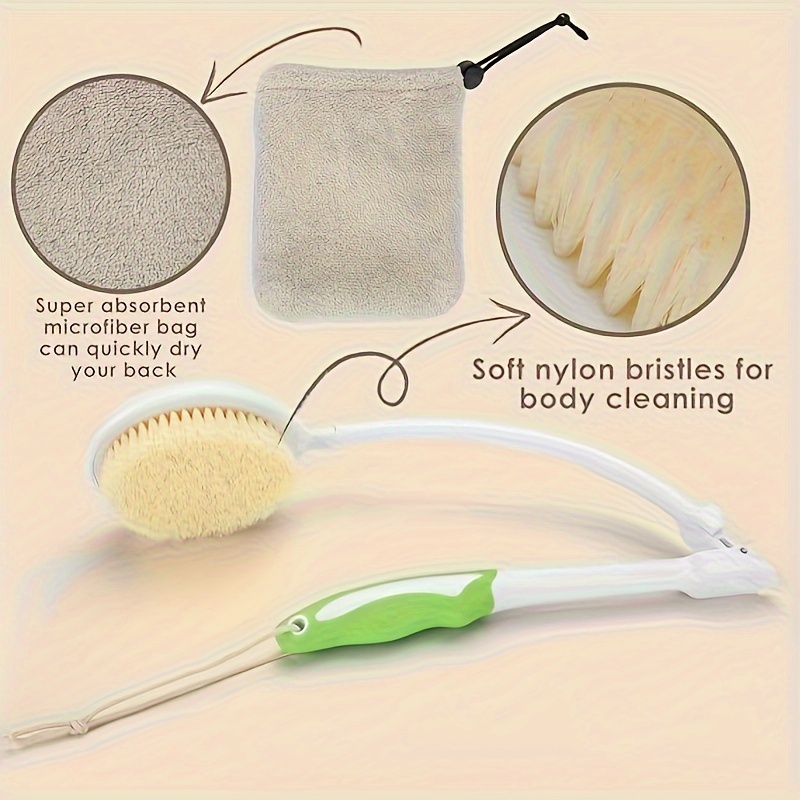 elderly back scrubber with soft anti   handle towel manual bath brush for back relief no electricity needed long handle for   personal care aid for seniors adults     material softbristled head Product details 4