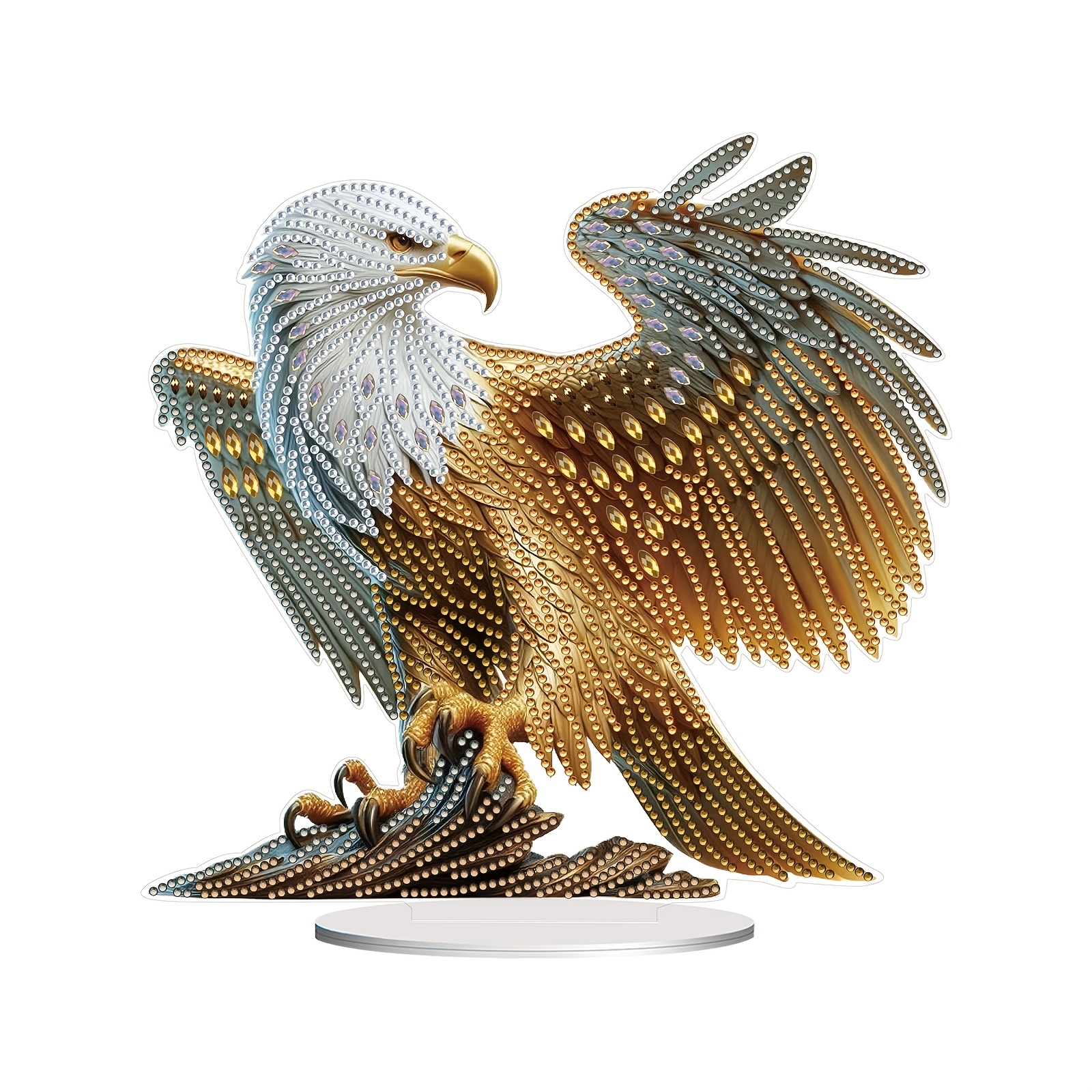 

1pc Diy 5d Diamond Painting Kit, Acrylic Eagle Mosaic Art Craft, Special Shaped Diamonds, Animal Theme Desk Decor, Decoration Gift, Handmade Office Tabletop Ornament