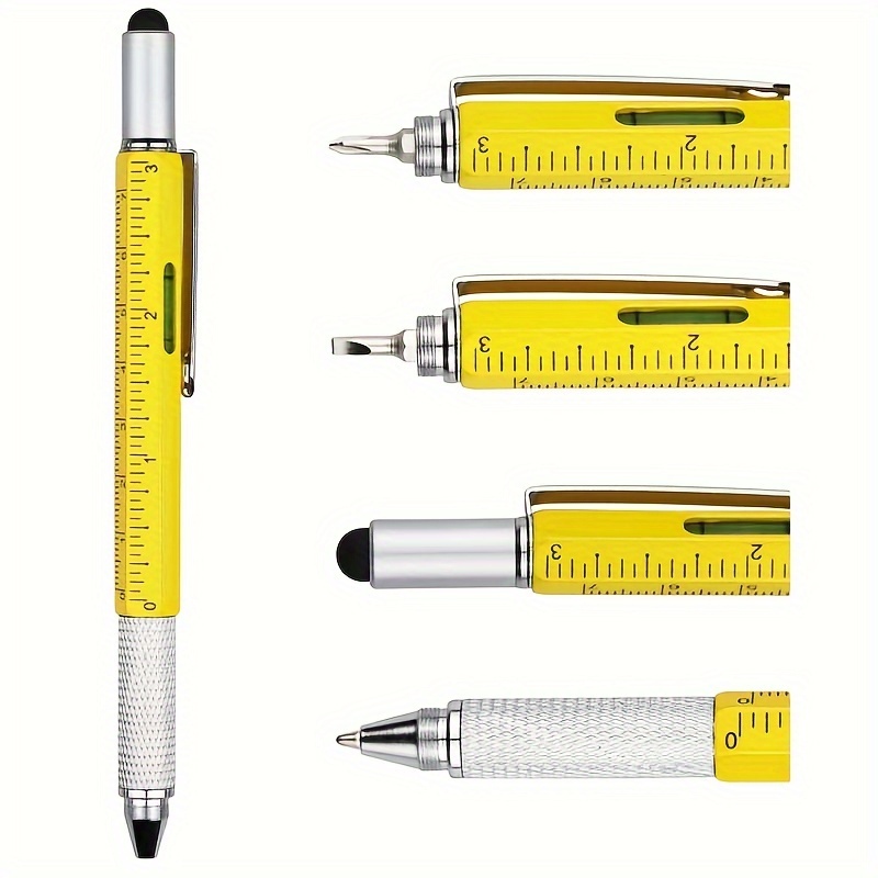 

1pc 6-in-1 Pocket Pen - Multitool With Level, Precision Screwdrivers, Stylus & Ruler - And Portable For Repairs And Creative Tasks - Black Eid Mubarak!