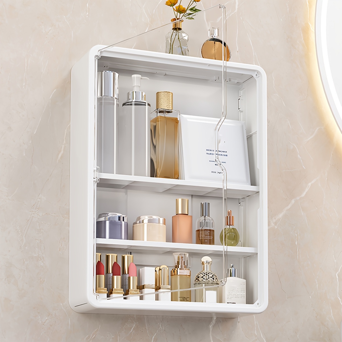 1pc wall mounted makeup organizer no drill cosmetic storage Temu